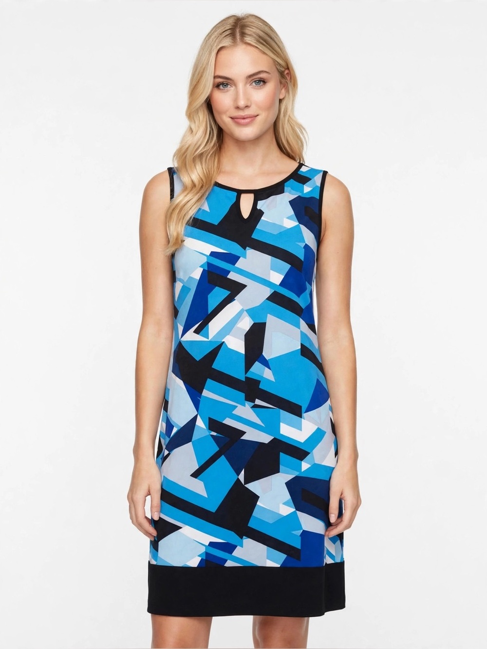 NWTNew York Clothing Company Style 40777 Geometric Midi Dress in Blue & Black Si